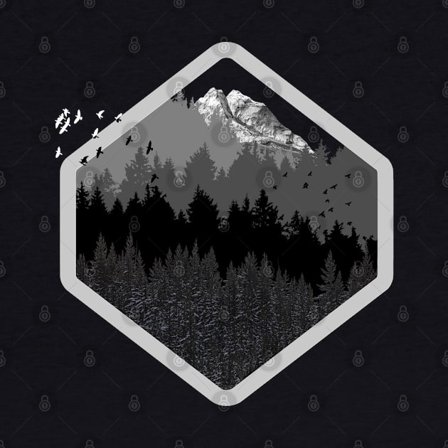 Retro Mountain Forest - Trees Are The Cure by BlackGrain